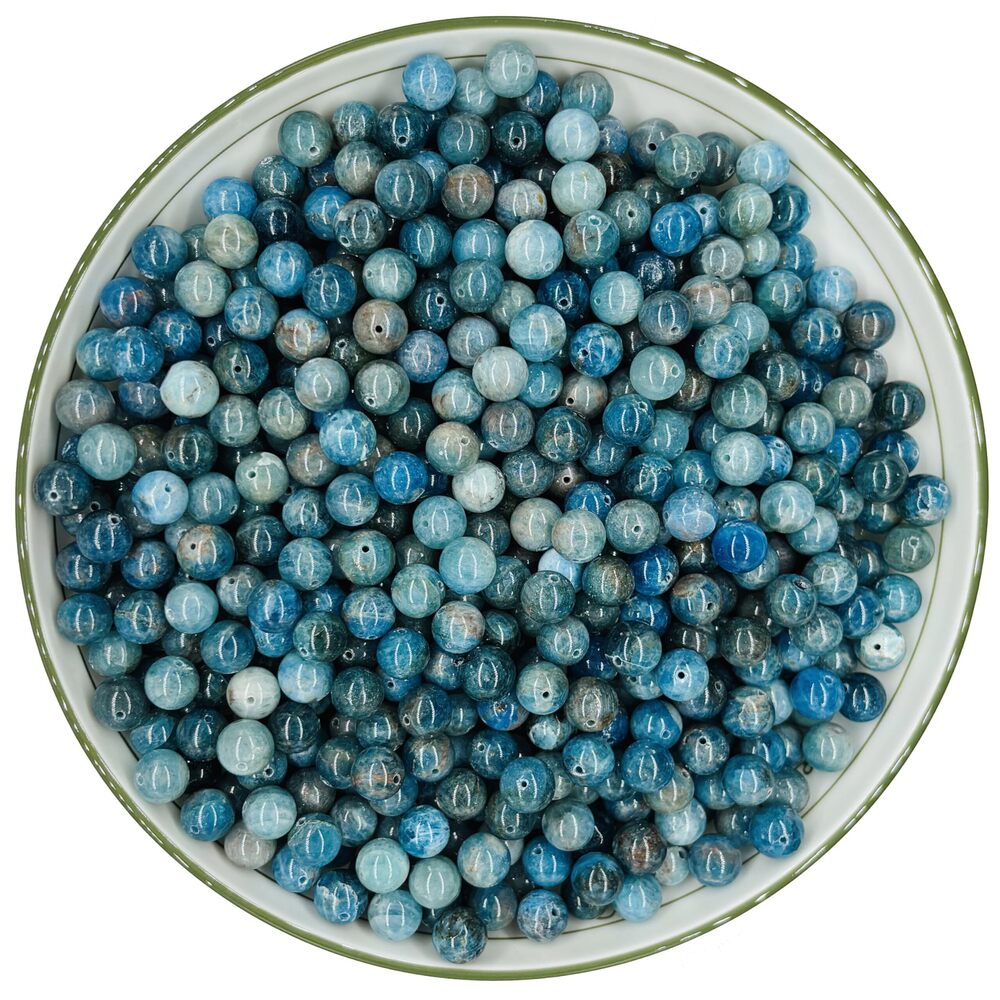 7817 10mm 50PCS Natural Blue Apatite Round Beads, Rare Phosphate Loose